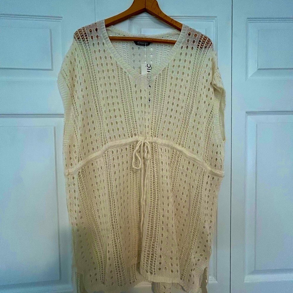 Cream Cover-up with Tie Waist